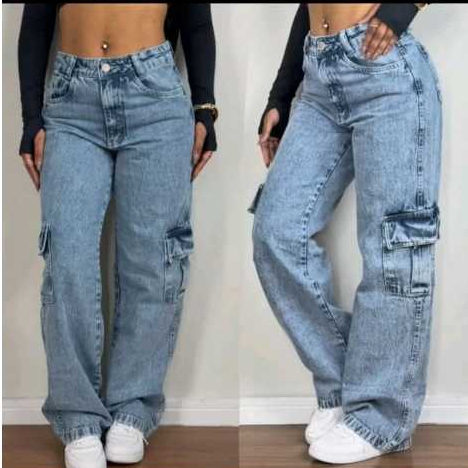 CALÇA  JEANS WIDE LEG JEANS PANTALONA BOCA LARGA 