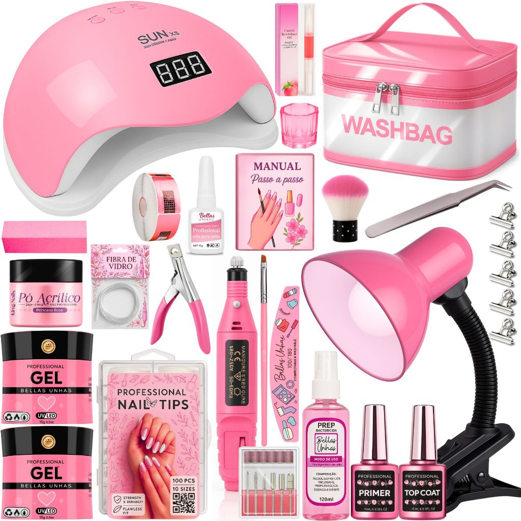 Kit de Alongamento de Unha Gel Completo Fibra Gel 
