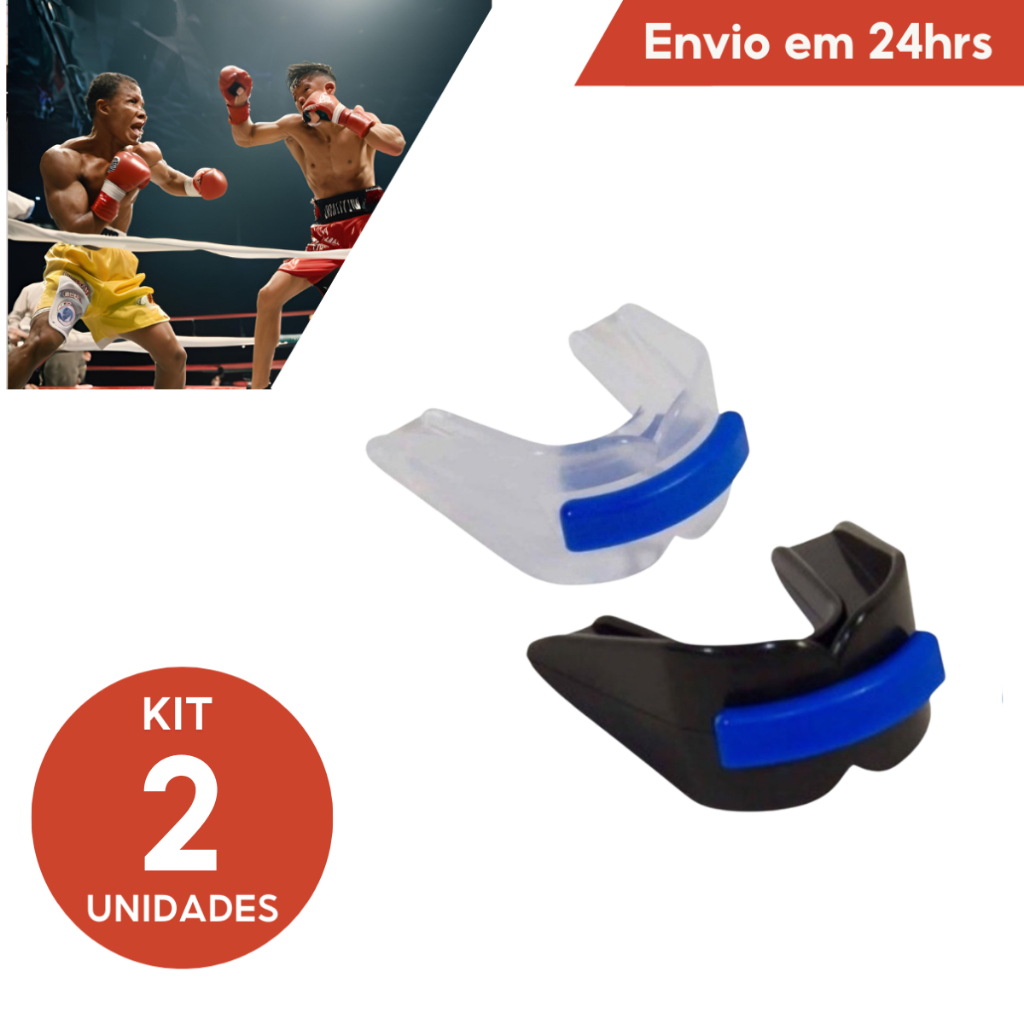 Kit 2 Protetor Bucal Duplo Boca Moldável P/ Muay 