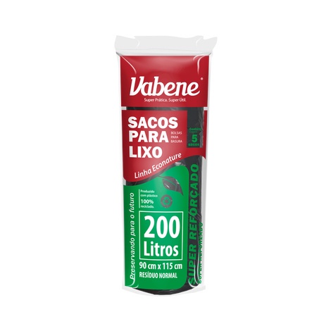 Bobina Picotada Saco Plástico para Lixo Preto- 20
