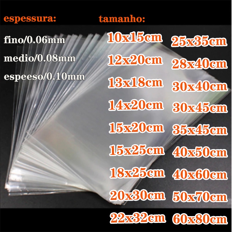 Kit 10 Embalagens Transparente Saco Plastico Sacol