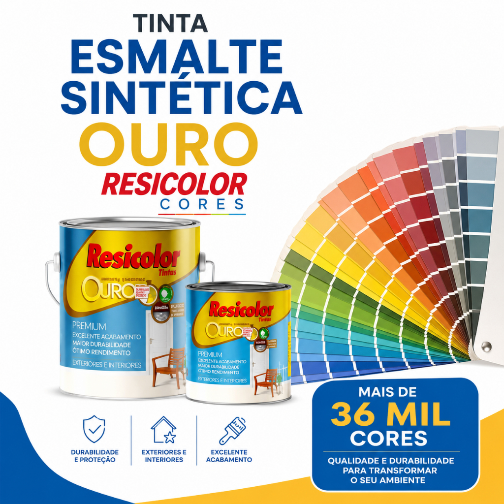 Tinta Esmalte Resicolor Linha Ouro Madeira E Ferro