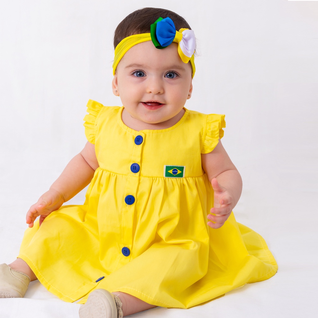 Vestido de Bebê Menina do Brasil 100% Algodão Mu