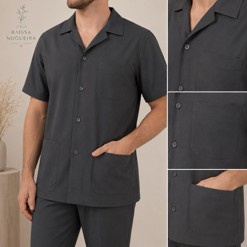 Jaleco Masculino Premium  Cinza Chumbo Oferta