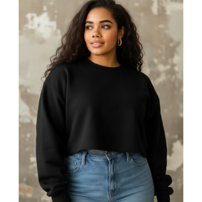 Casaco cropeed plus size manga comprida moletinho 