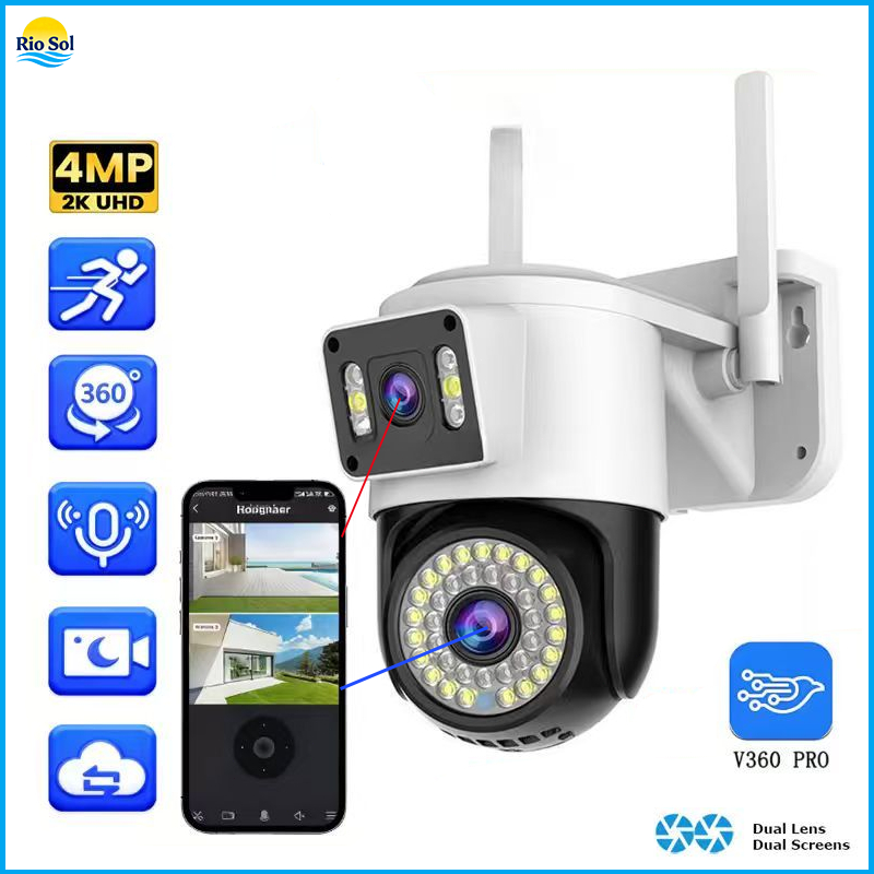 Camera De Segurança Wi-Fi Externa Lente Dupla 360