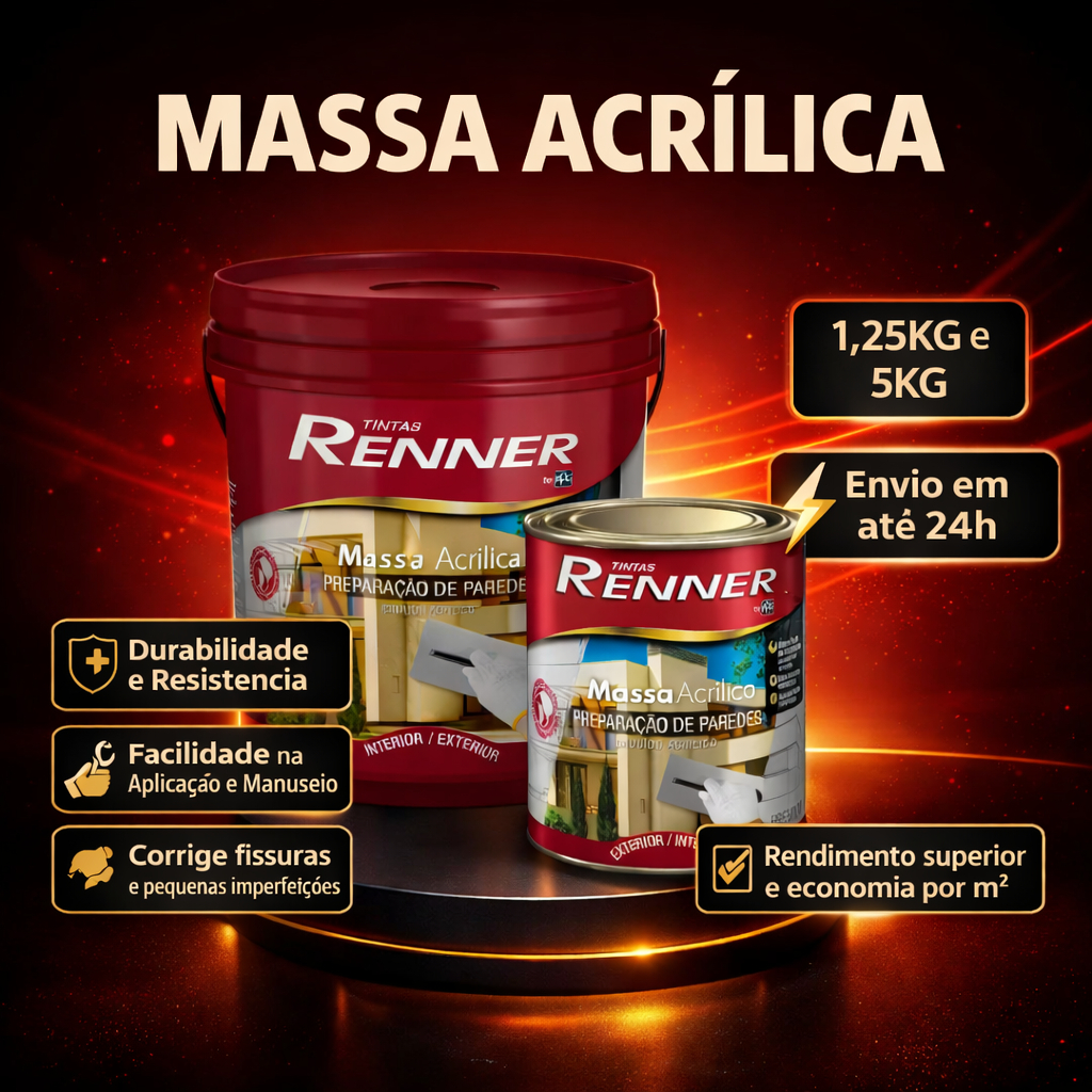 Renner Massa Acrílica Branca 1,5Kg e 5Kg para Par