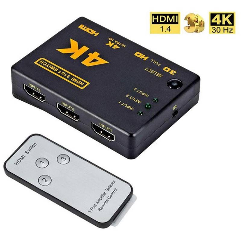 Switch Hdmi Hub 3×1 Chaveador Divisor 3 Porta