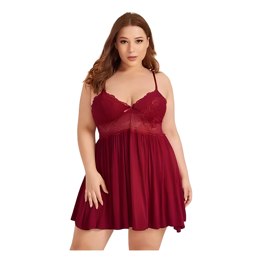 Camisola Plus Size Sensual em Renda Lingerie Sexy 