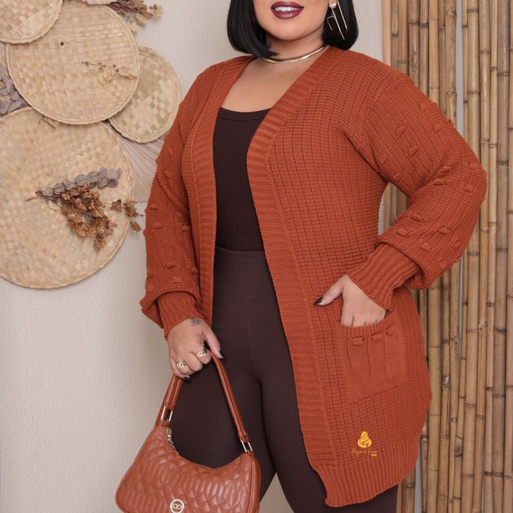 Kimono Plus size de trico Casaco plus size Blusa d