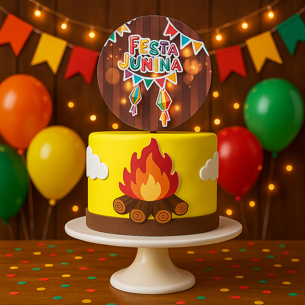 Bolo Fake Festa Junina Arraiá –  Base Únic