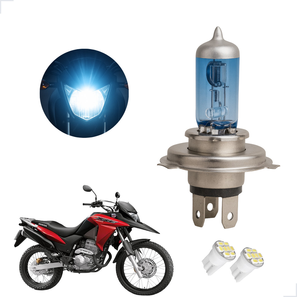 Lâmpada Halógena Super Branca H4 para Moto HONDA