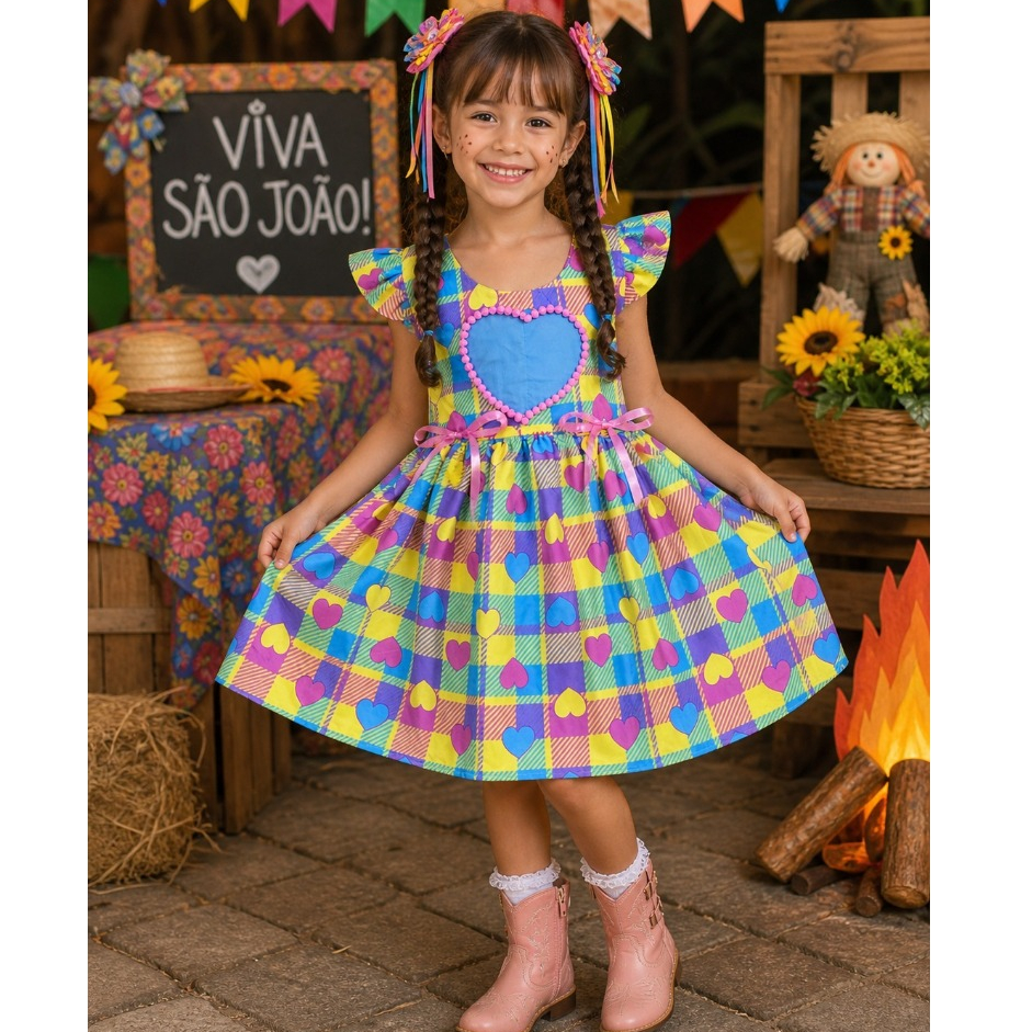 São João Vestido Infantil feminino para festa ju