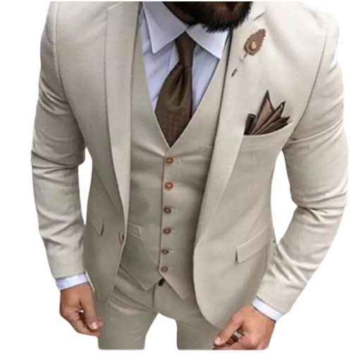 Terno Slim Italiano Bege de Luxo ( Calça + Blazer