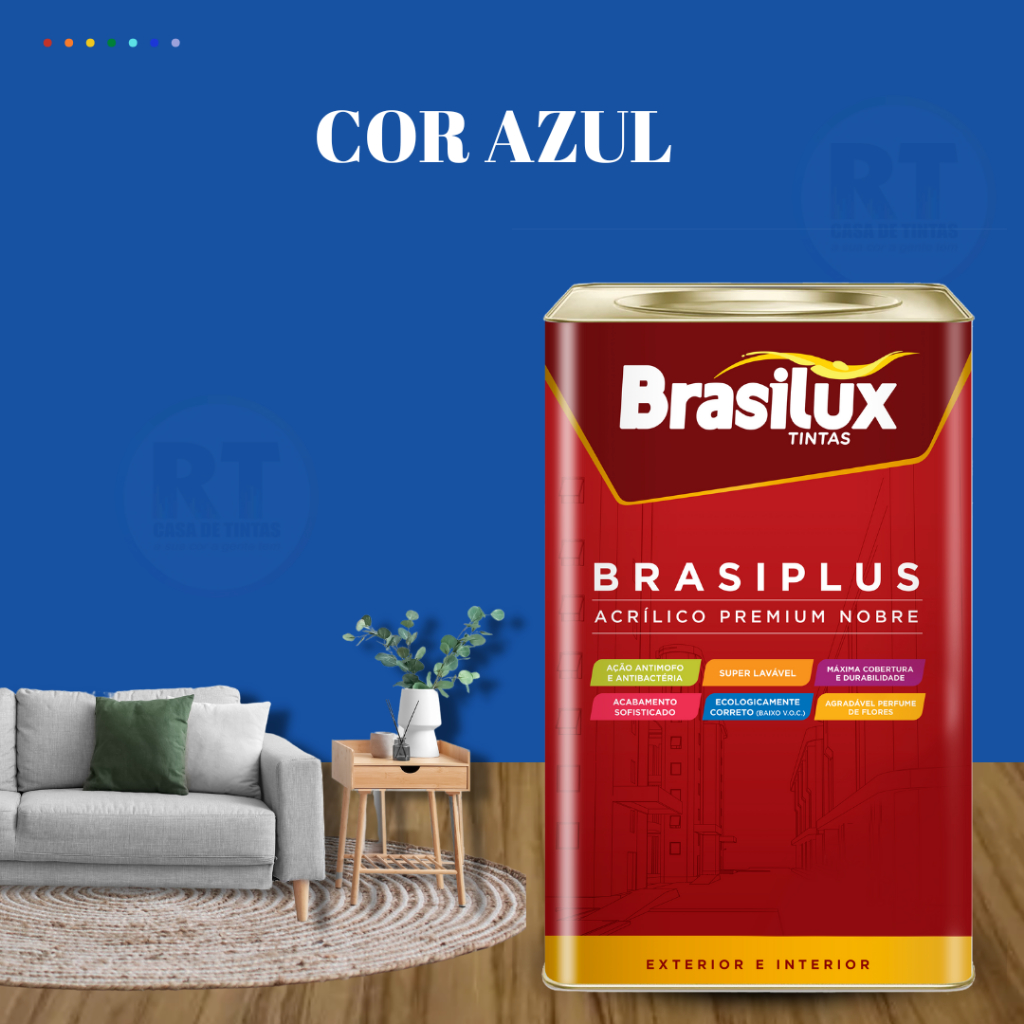 Tinta Semi Brilho Azul Parede Lavável 16l Brasipl