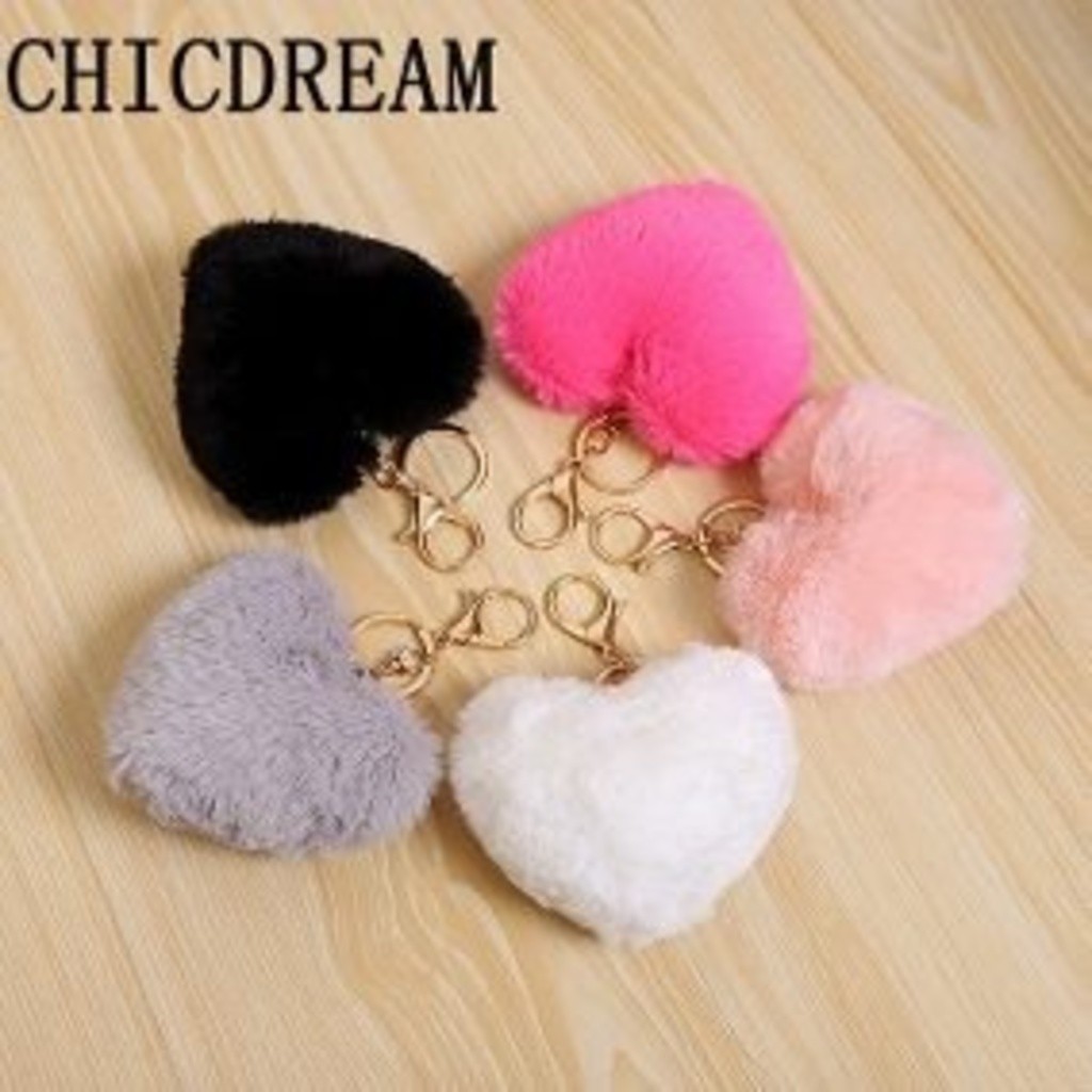 12 Chaveiro Pompom Coracao Bola Pelucia Fofinho Ma