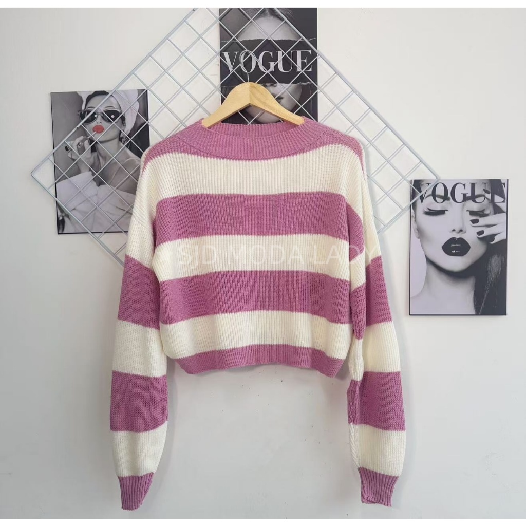 SJD MODA LADY sueter listrado trico modal de la om