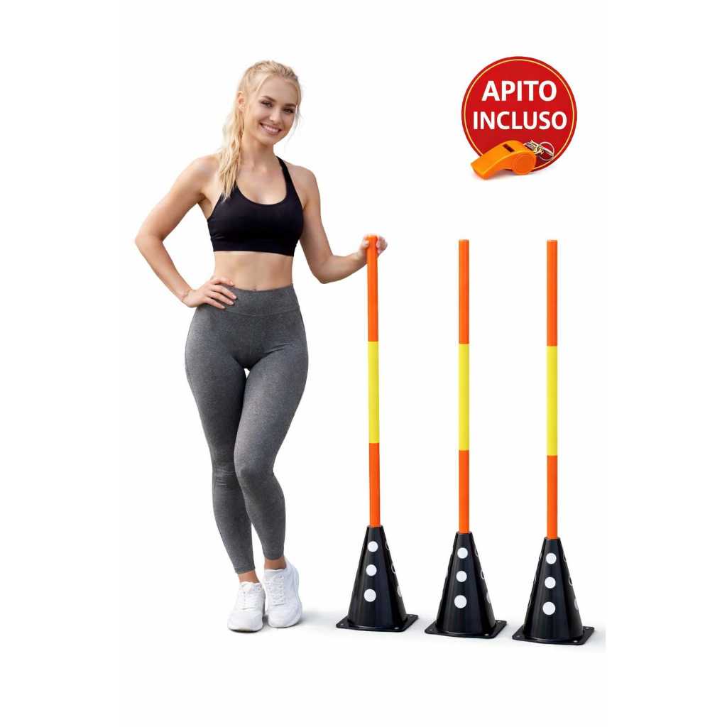 B-3 KIT 6 CONES FURADOS 23 CENTÍMETROS COM 3 BARR
