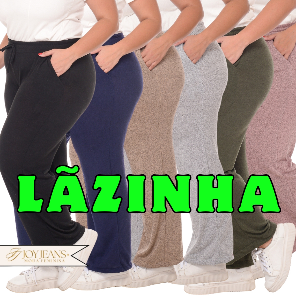 Calça Pantalona Plus Size Lanzinha Cintura Alta C