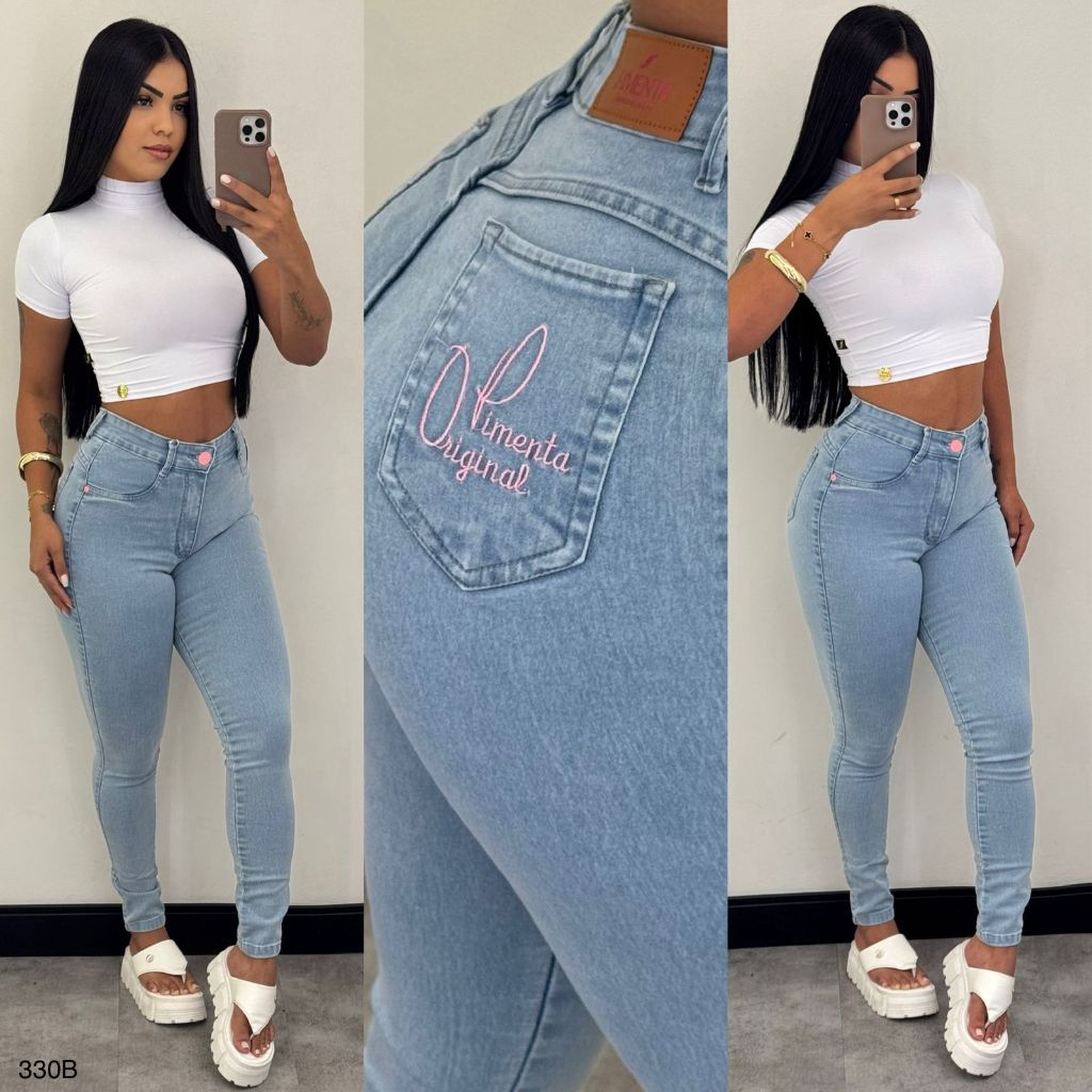 Calça Skinny Jeans Feminina Coladinha Cintura Alt
