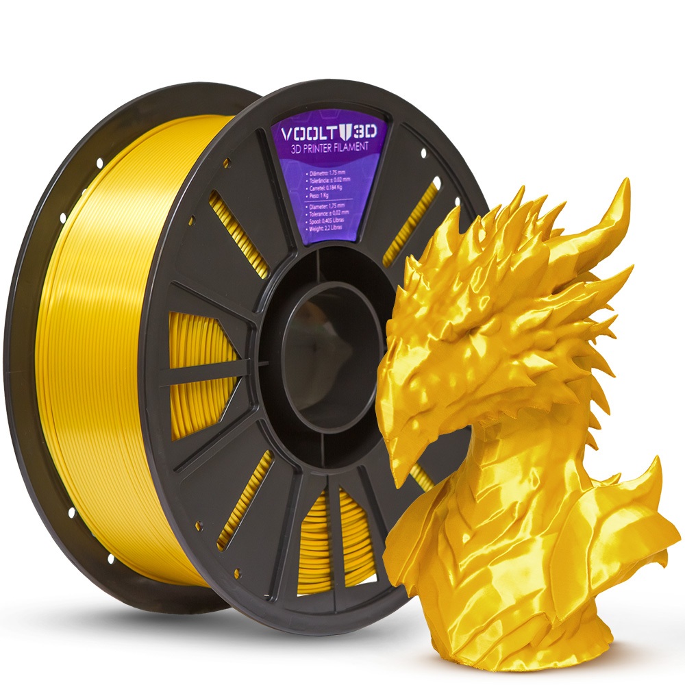 Filamento PLA Dourado V-Silk Voolt3D 1Kg 1,75mm pa