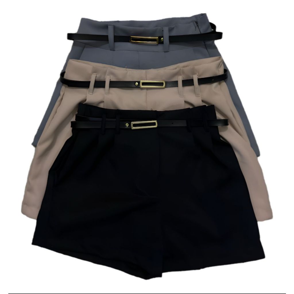 Kit 3 Shorts Alfaiataria Feminino Cintura Alta Plu