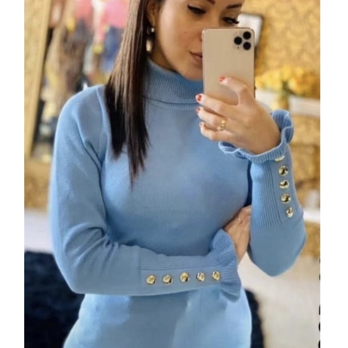 Blusa Moda Feminina Tricot linha  Gola chacharrel 