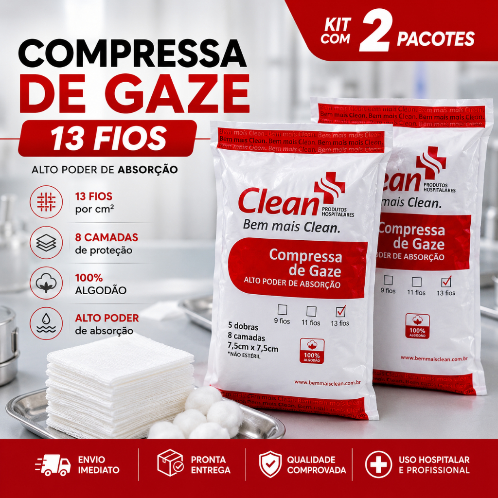 Compressa De Gaze 13 Fios Hidrófila 2x Pacotes Cu