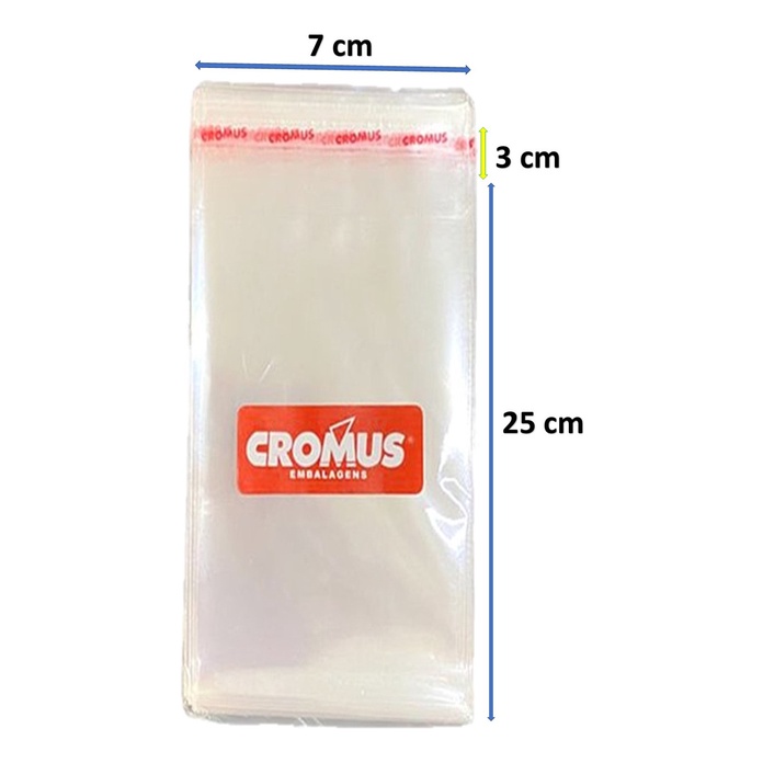 Saco 7×25 Adesivado Cromus Saquinho Transpare