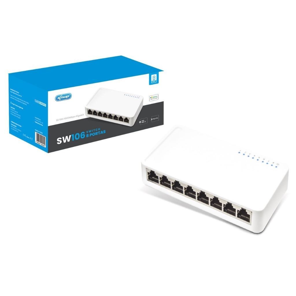Switch 8 Portas Rj45 Gigabit Rede 10/100/1000mbps 