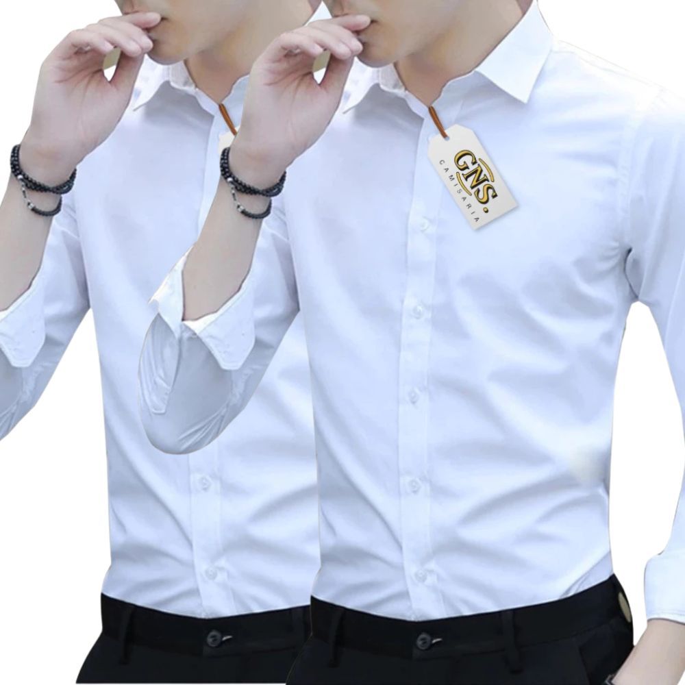 kit 02 Camisas Social Masculina Estilo tendência 