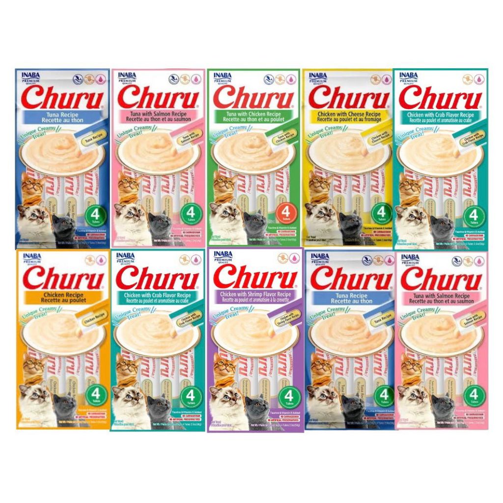 Petisco para Gatos Purê Churu Inaba Kit com 10 9 
