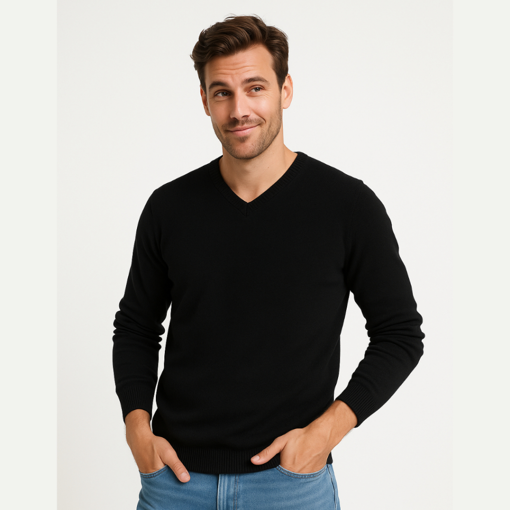 Blusa de Frio Masculina Suéter Masculino Gola V 1