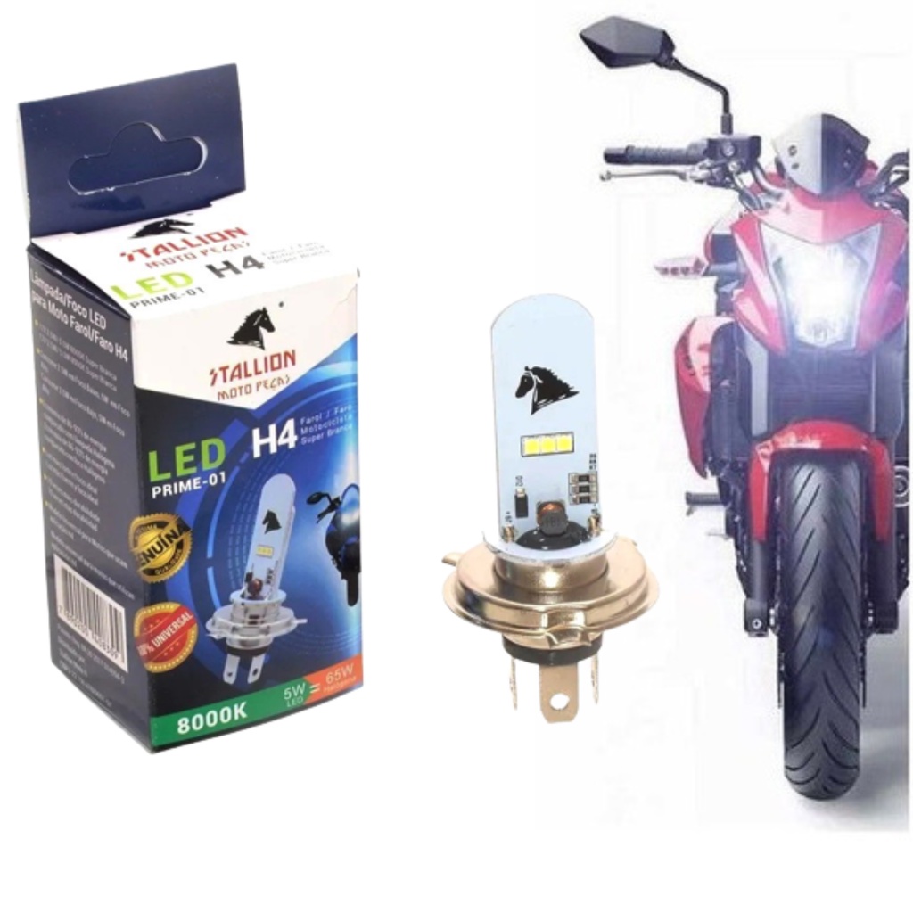 Lâmpada Led Farol H4 8000k Super Branca Stallion 