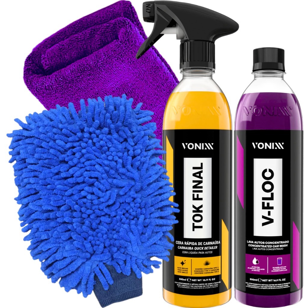Kit V-Floc Shampoo Automotivo + Cera Tok Final Von