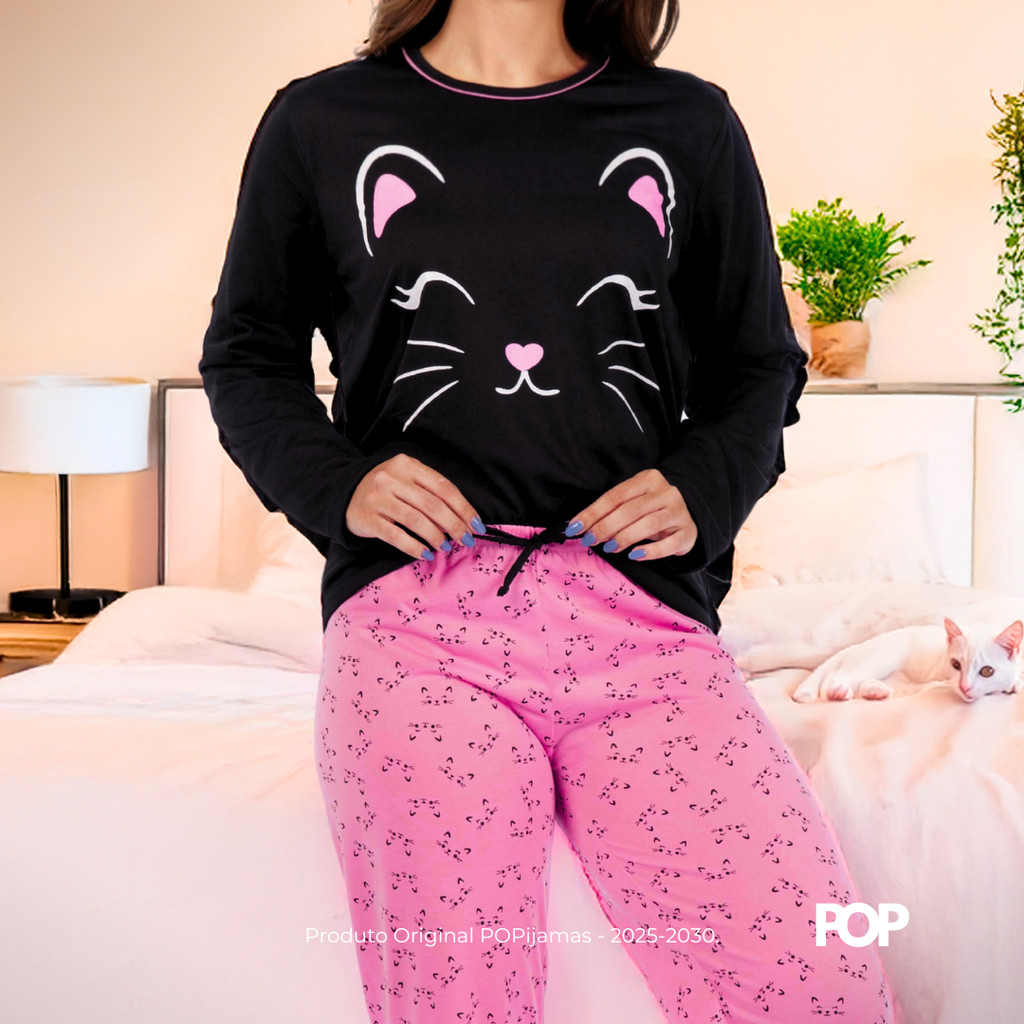 Pijama Feminino Inverno Longo Blogueira Calça e B