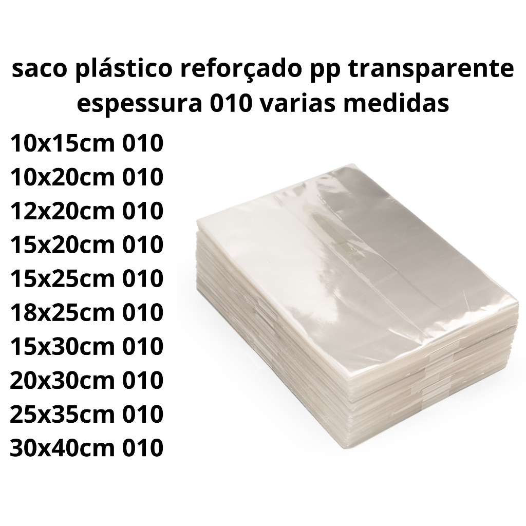 100pçs saco plástico transparente pp gramatura 0