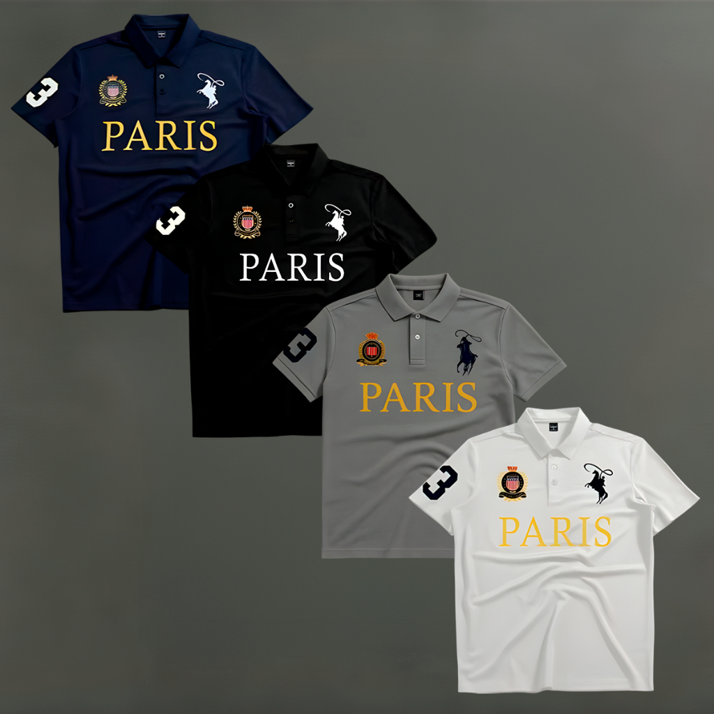 Kit 4 Camisa Polo Paris de Manga Curta Masculina, 