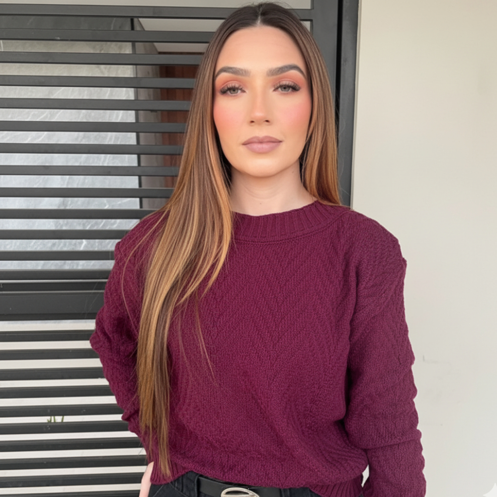 Blusa Feminina de Frio Tricot Inverno Manga Longa 