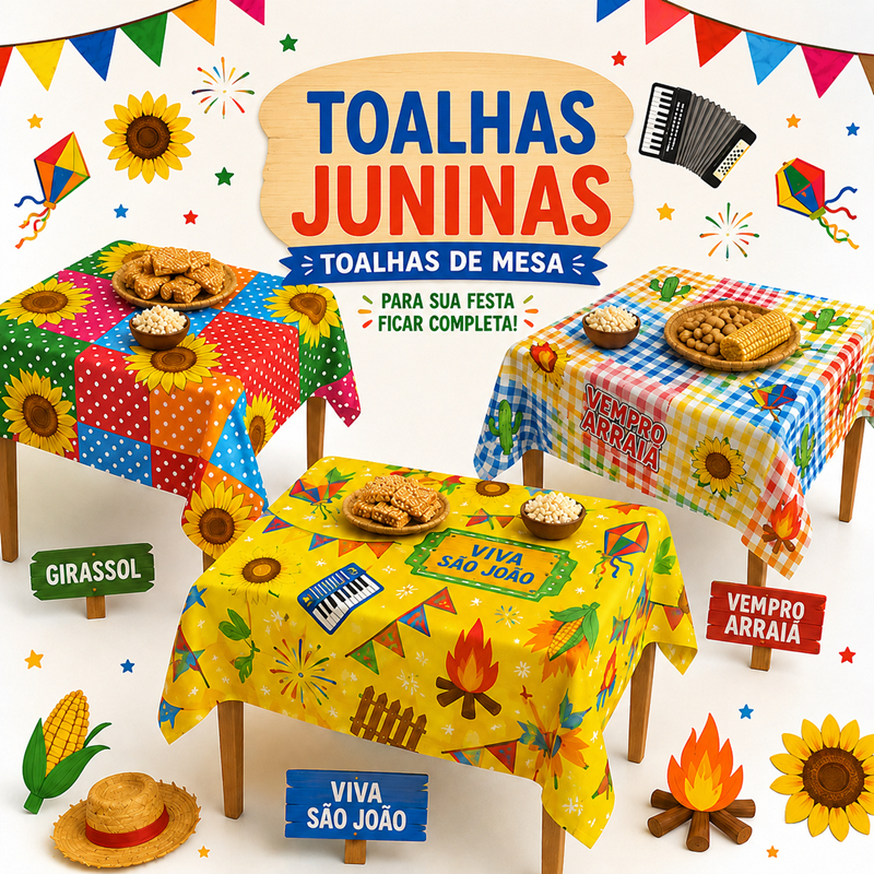 Kit Toalhas de Festa Junina Estampas Sortidas Chit