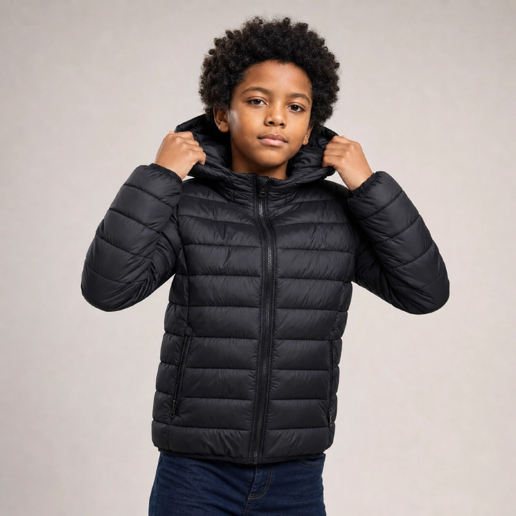 Jaqueta Puffer Infantil Masculina Peluciada Com Ca