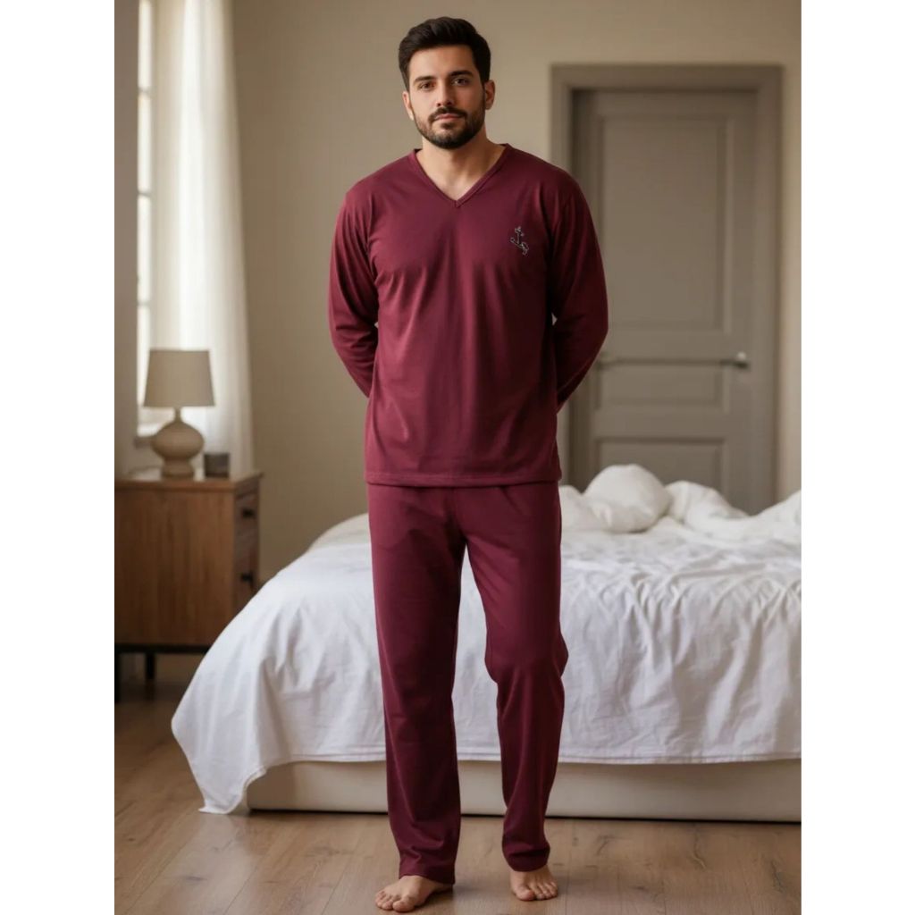 Pijama de Inverno Masculino Manga Longa Calça Com