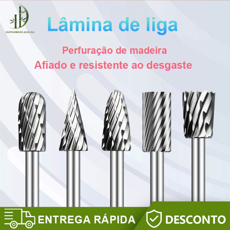 5pcs Jogo De Lima Rotativa Grossa Aço Para Madeir