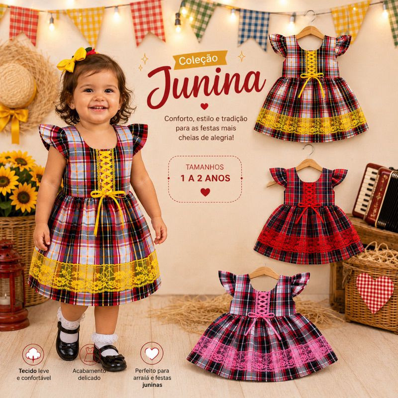 Vestido Junino INFANTIL MENINA FESTA JUNINA