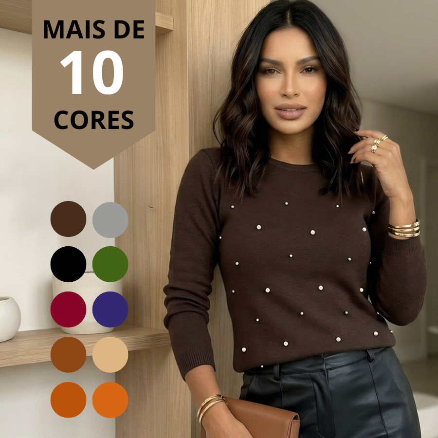 Blusa Feminina de Frio Manga Longa Malha Lãnzinha