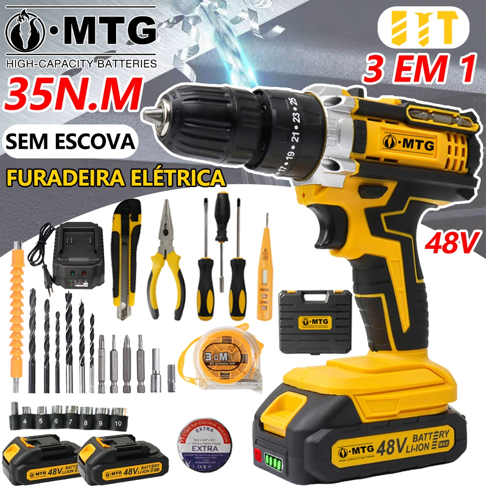 Furadeira Parafusadeira 48V 2 Baterias Maleta com 