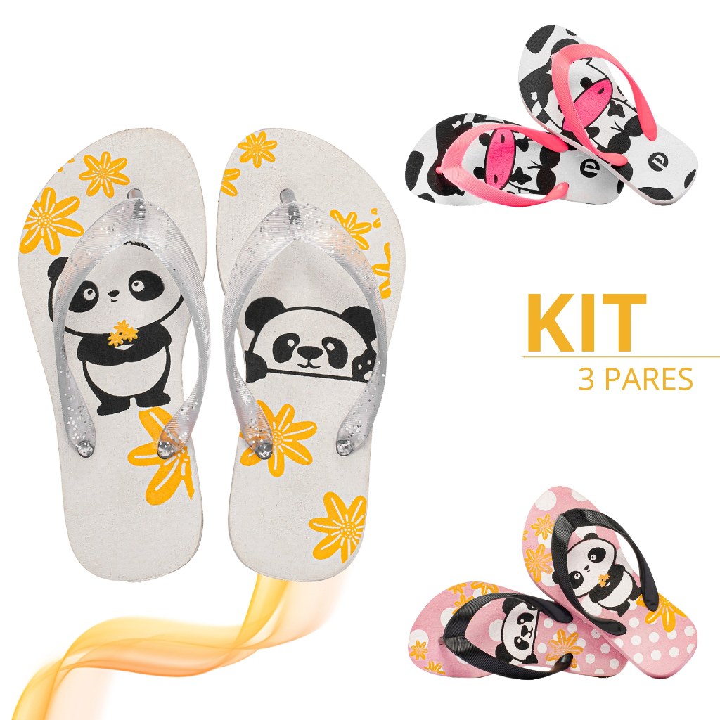 Kit Chinelo Infantil Estampado Macio Verão