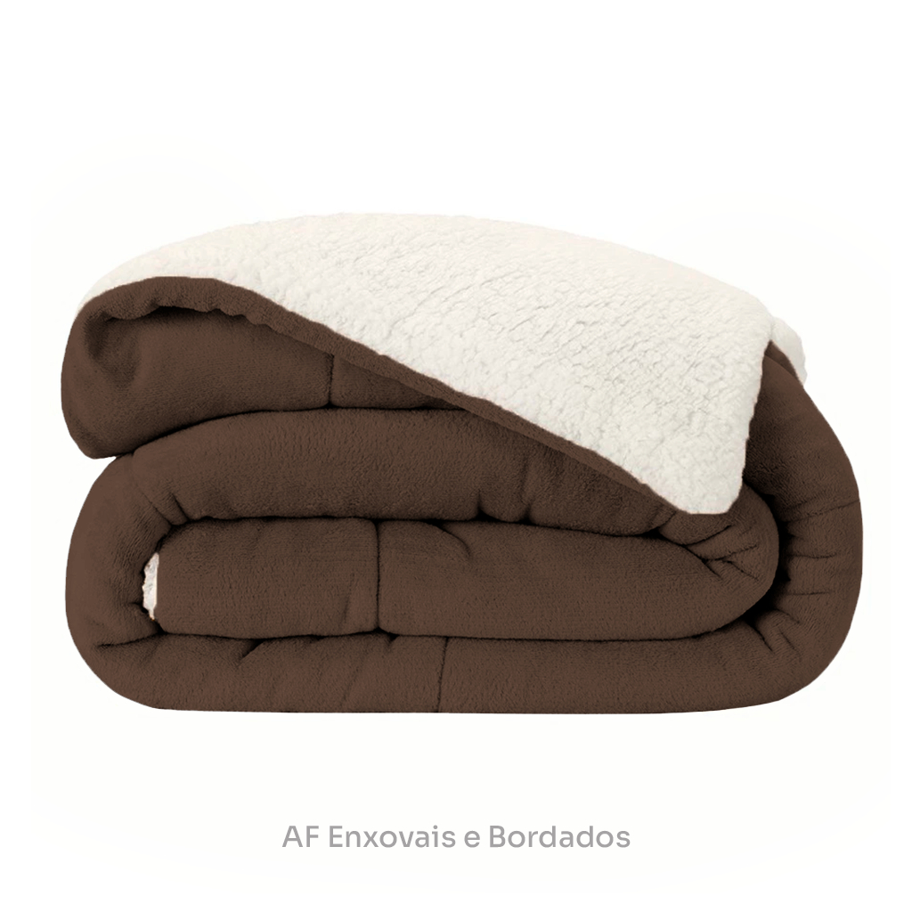 Coberdrom Casal Queen Sherpa Edredrom Pele de Carn