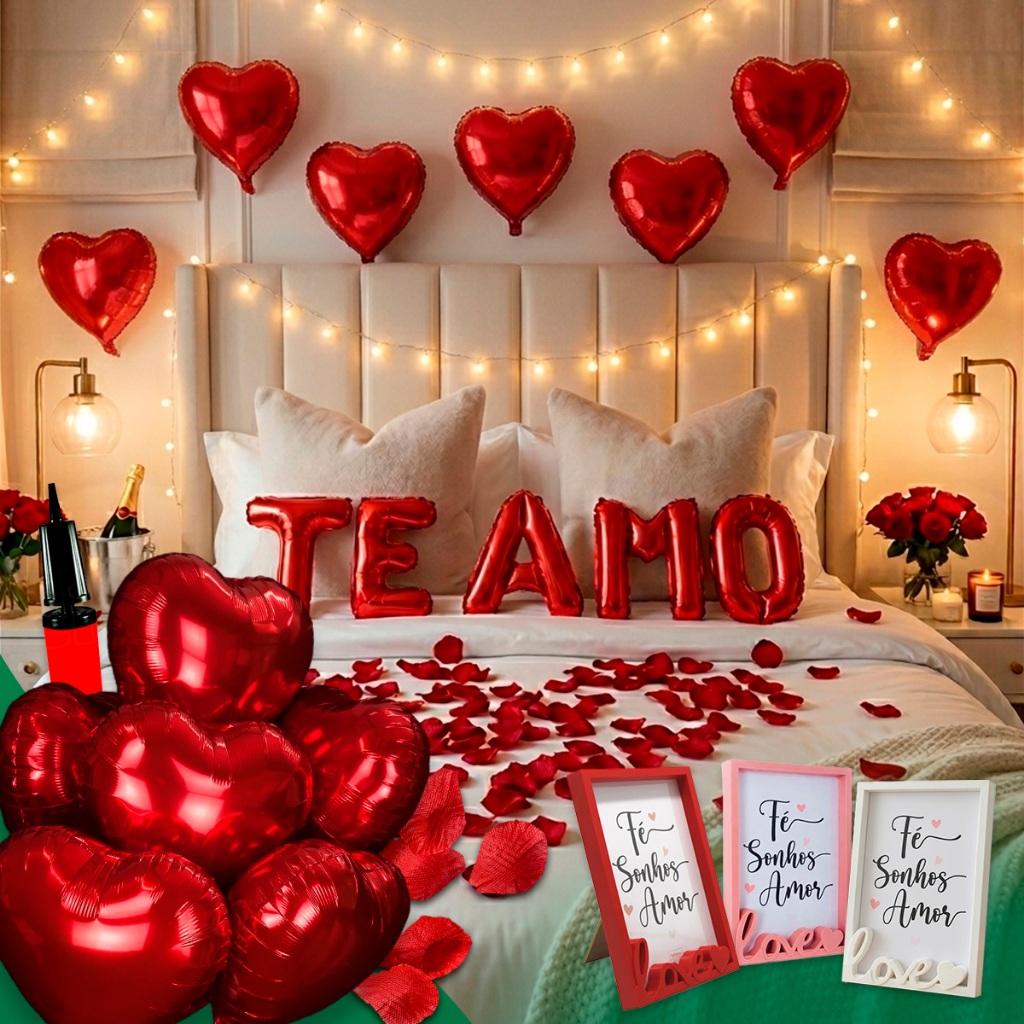 Kit Romântico 200 Pétalas Artificiais + 5 Balão
