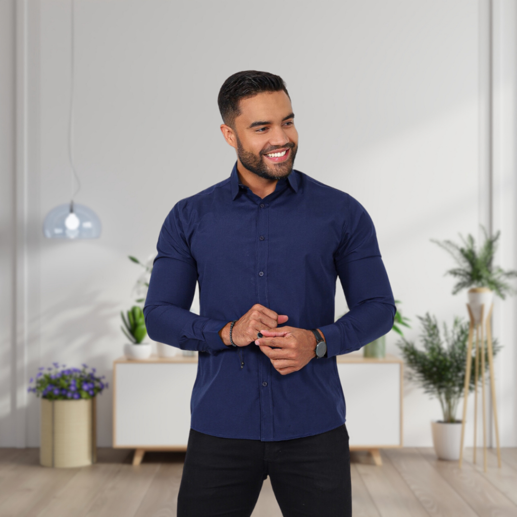 Camisa social masculina slim manga longa não amas